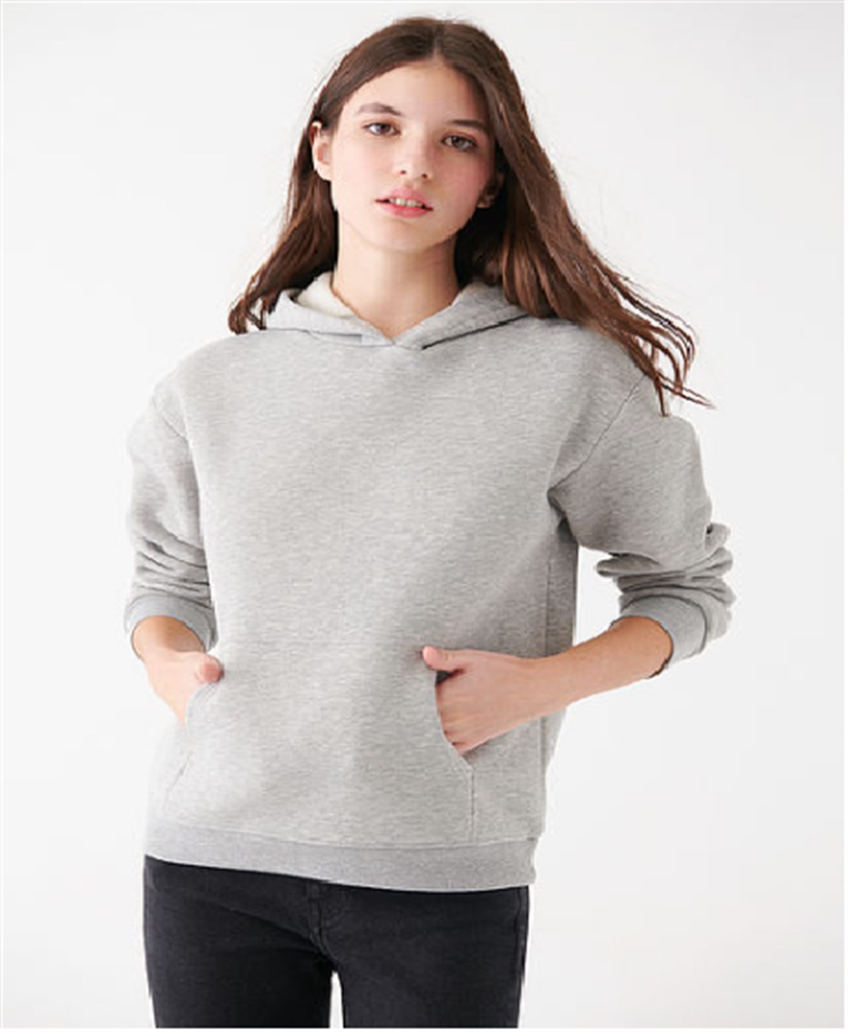 Mavi Kapşonlu Kadın Sweatshirt 167299-82816