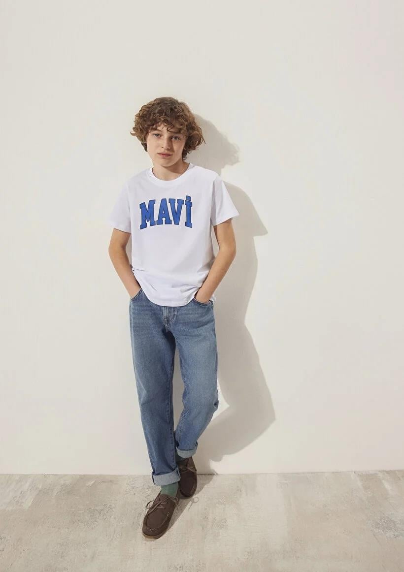 Mavi Logo Baskılı  Beyaz Çocuk T-Shirt 6610030-620