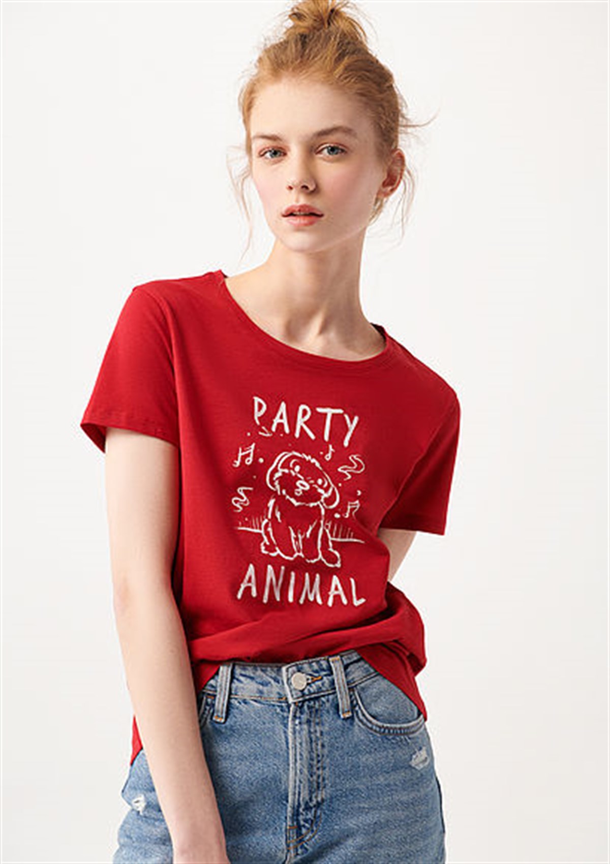 Mavi Party Anımal Baskılı Kadın Chinese Red T-Shirt 1610263-70467