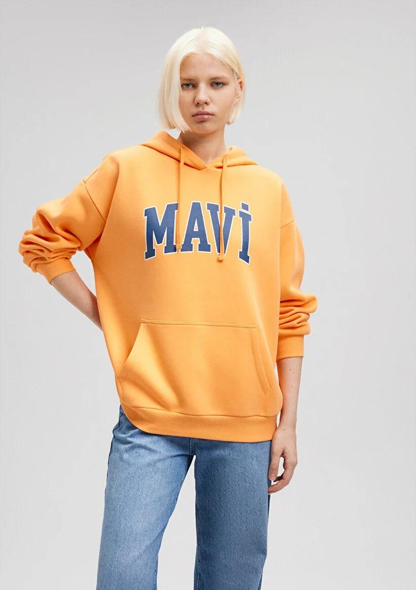 Mavi Logo Baskılı Kapüşonlu Sweatshirt 1600361-71407