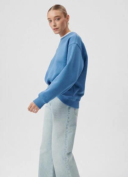 Bisiklet Yaka Parlak Mavi Kadın Sweatshirt 1610198-70885