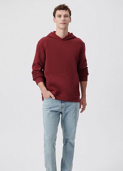 Mavi Kapüşonlu Şarap Kırmızı Erkek Sweatshirt  0610937-85633