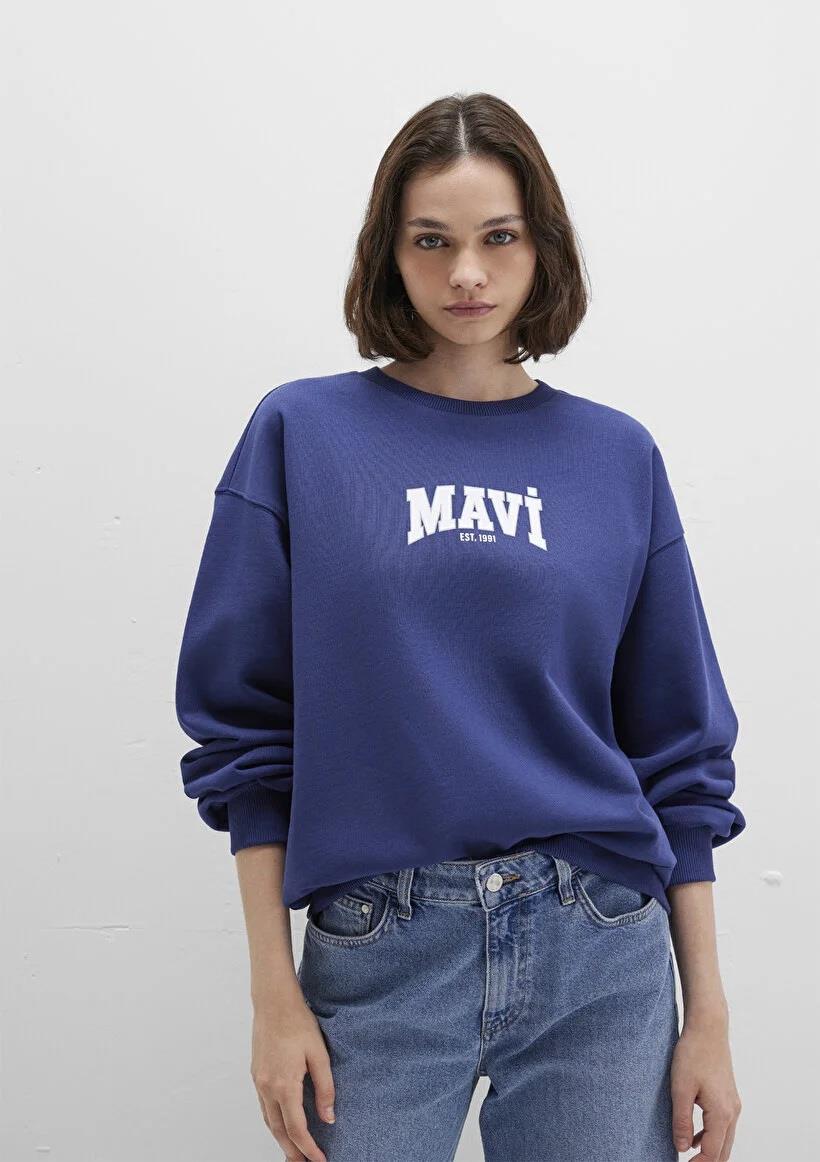 Mavi Logo Baskılı  Derin Lacivert Kadın Sweatshirt 1S10372-70498