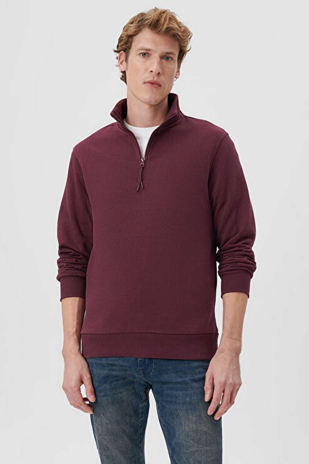 Mavi Yarım Fermuarlı Erkek Sweatshirt 0610908-70434