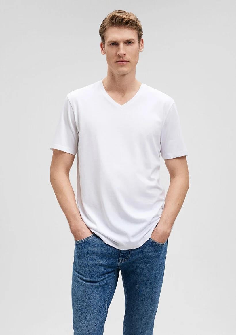 Mavi V Yaka T-shirt 065586-620