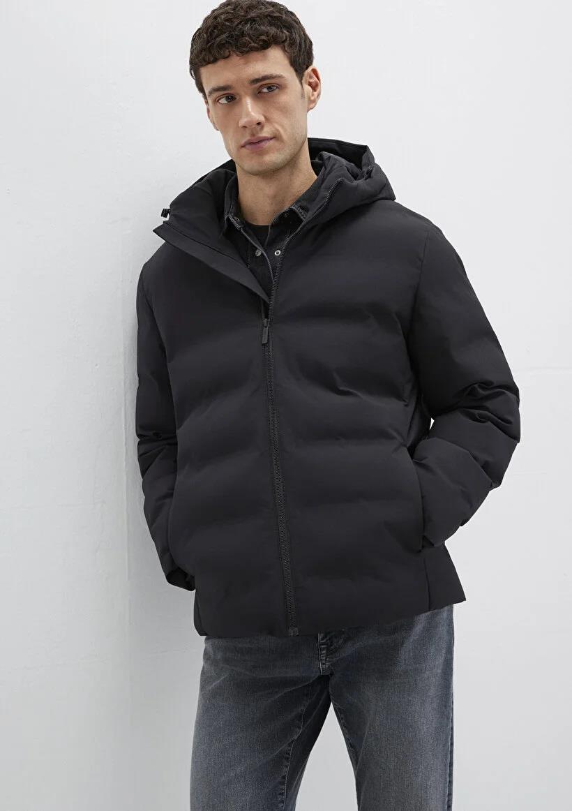 Mavi Kapüşonlu  Jet Siyah Erkek Mont 0110652-71379