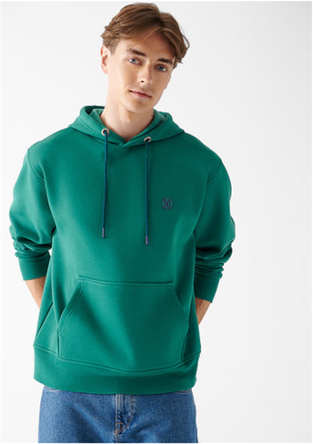 Mavi Kapişonlü Erkek Sweatshirt 065809-71922