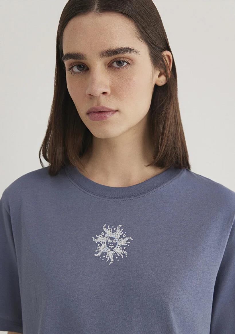Mavi Astroloji Baskılı Grafik Grisail Kadın T-Shirt 1612984-87828