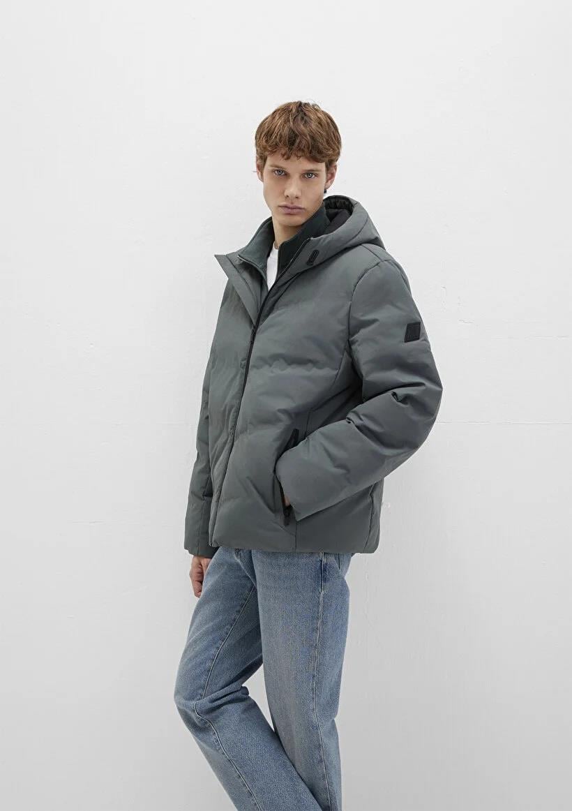 Mavi Kapüşonlu  Yosun Yeşili Erkek Mont 0110651-71598