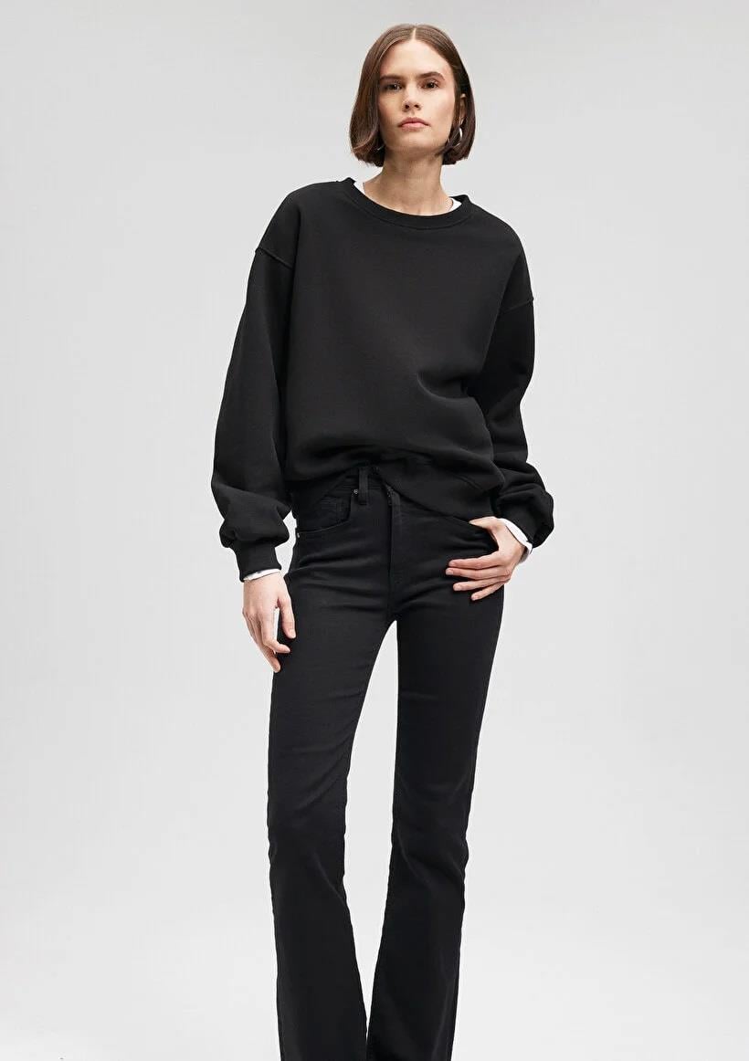 Mavi Yuvarlak Yaka Kadın Sweatshirt