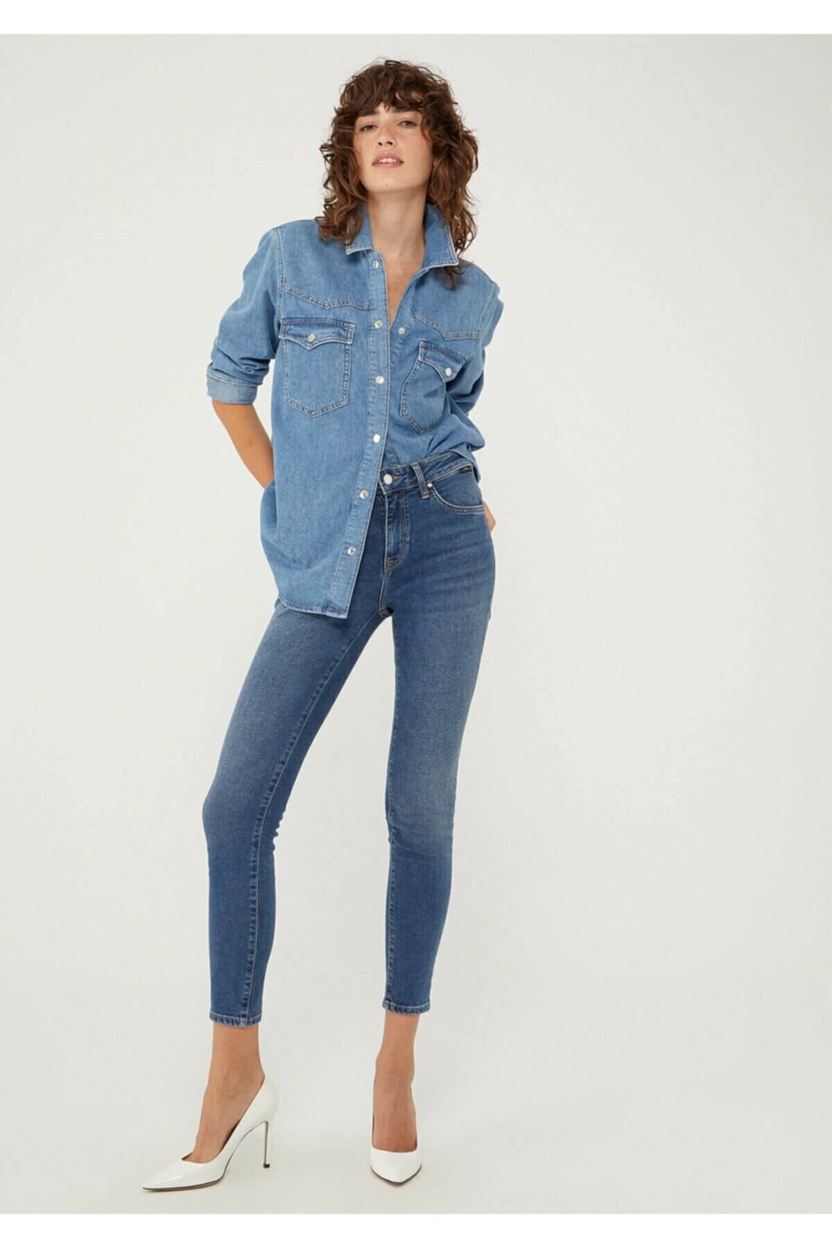Mavi Tess Dark Brushed Denim Kadın Pantolon