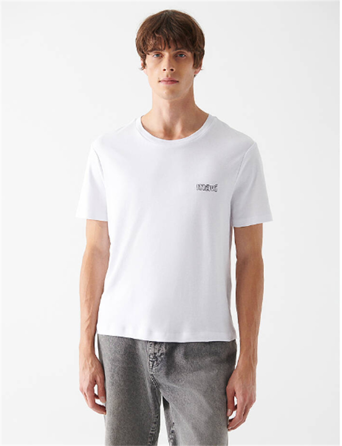 Mavi Logo Baskılı Beyaz Basic Tişört 0610360-620