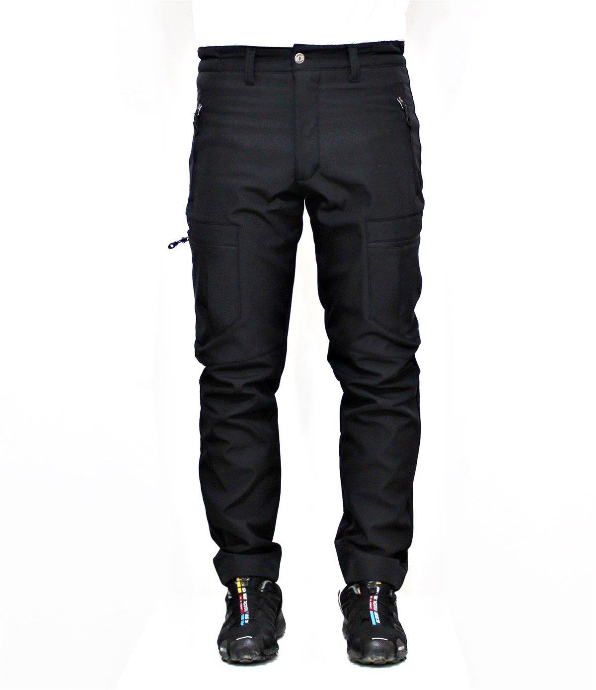 Mudwill Softshell Zipper Kargo Cepli Kışlık Pantolon-Siyah