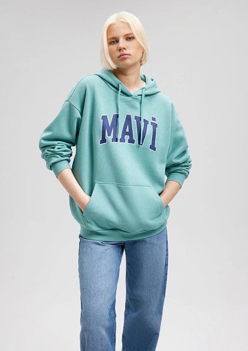 Mavı Mavi Logo Kapüşonlu Kadın Sweatshırt
