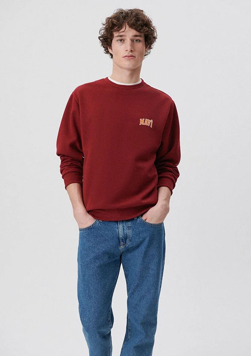 Mavi Baskılı Nar Kımızısı Erkek Sweatshirt 0611716-85465