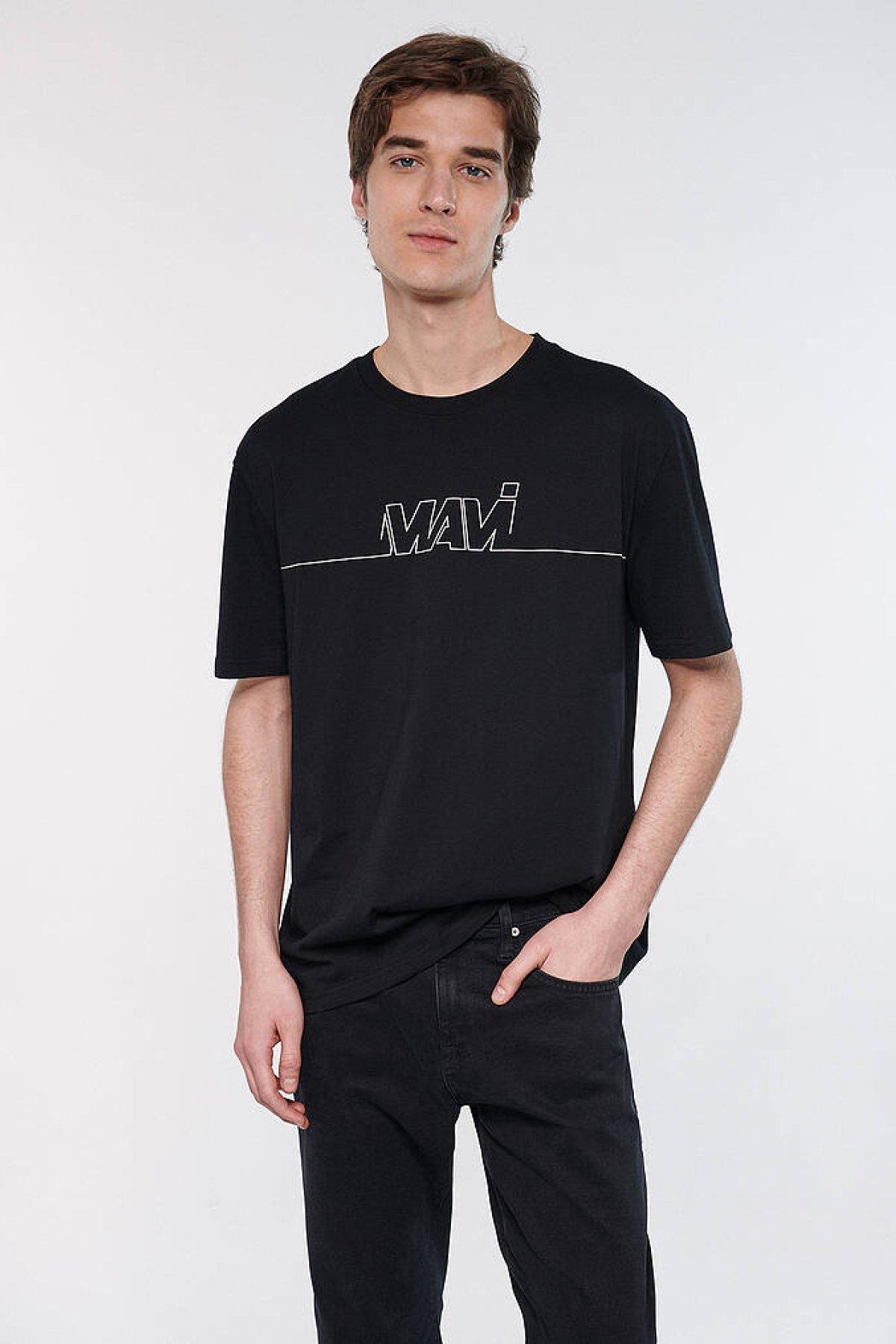 Mavi Logo Baskılı Siyah Erkek T-shirt 0610254-900