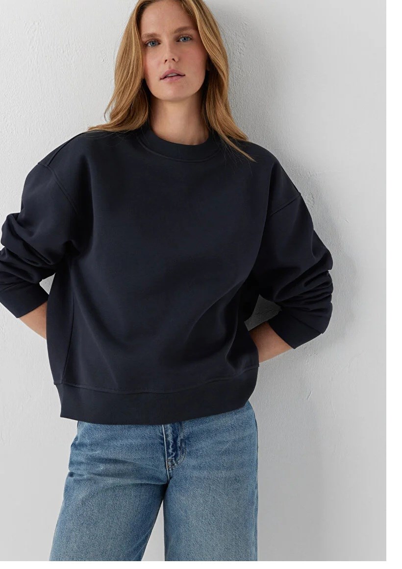 Mavi Yuvarlak Yaka Basıc  Kadın Sweatshirt 1S10576-70499