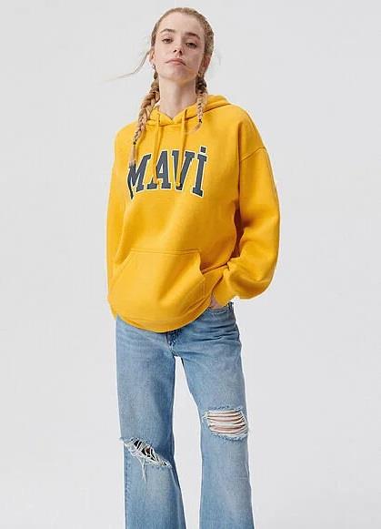 Mavi Logo Kapüşonlu Koyu Sarı Kadın Sweatshirt 1600361-34322