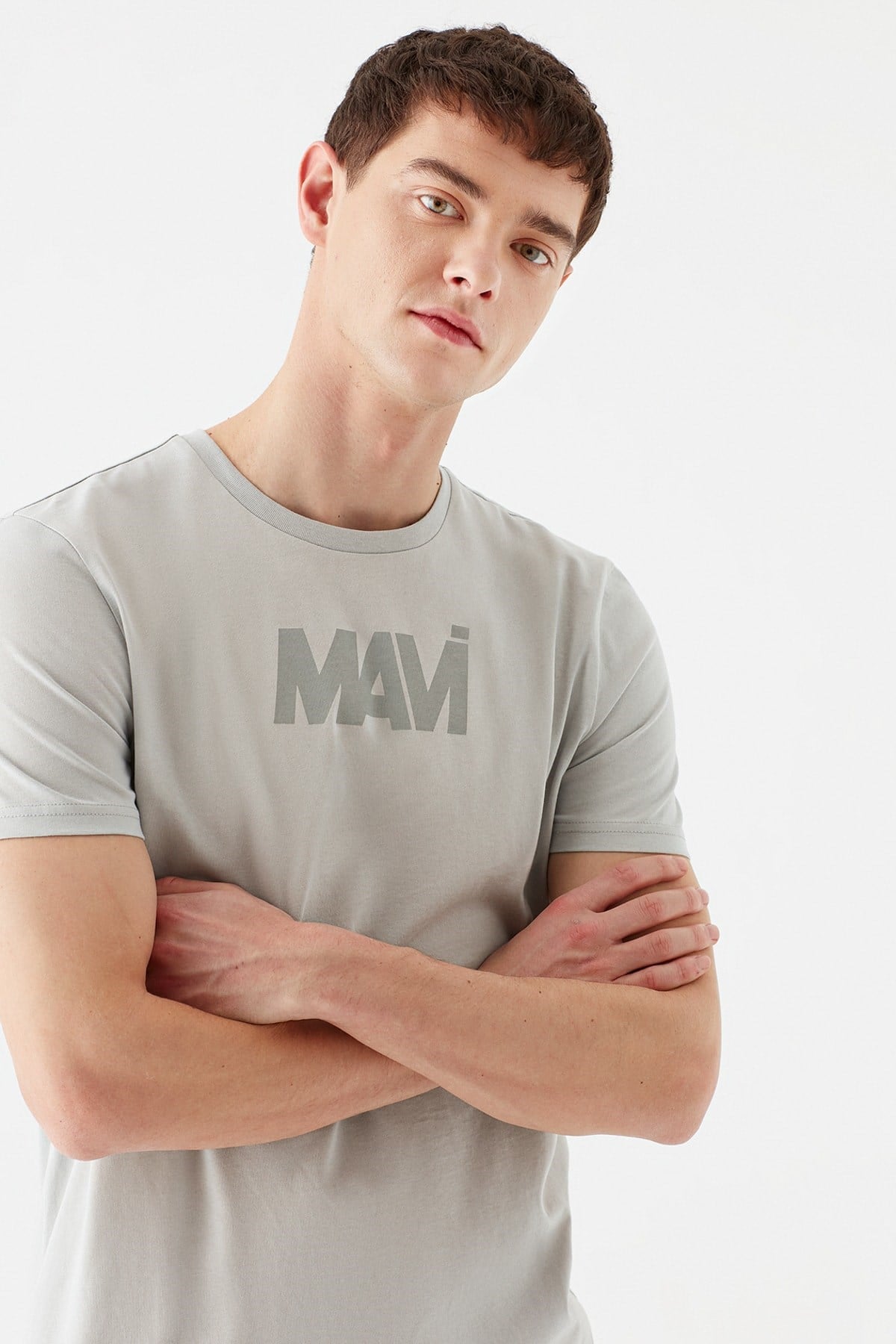 Mavi Mavi Baskılı  Koyu Toz Gri Erkek T-Shirt