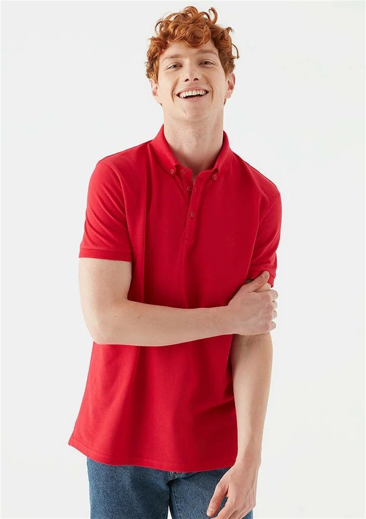 Mavi Polo Erkek T-Shirt Çin Kırmızısı