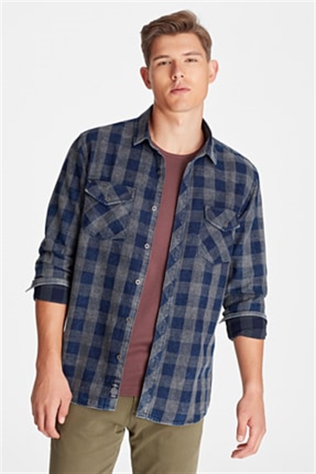 021345-18790Mavi Checked Shirt İndigo Check Erkek Gömlek