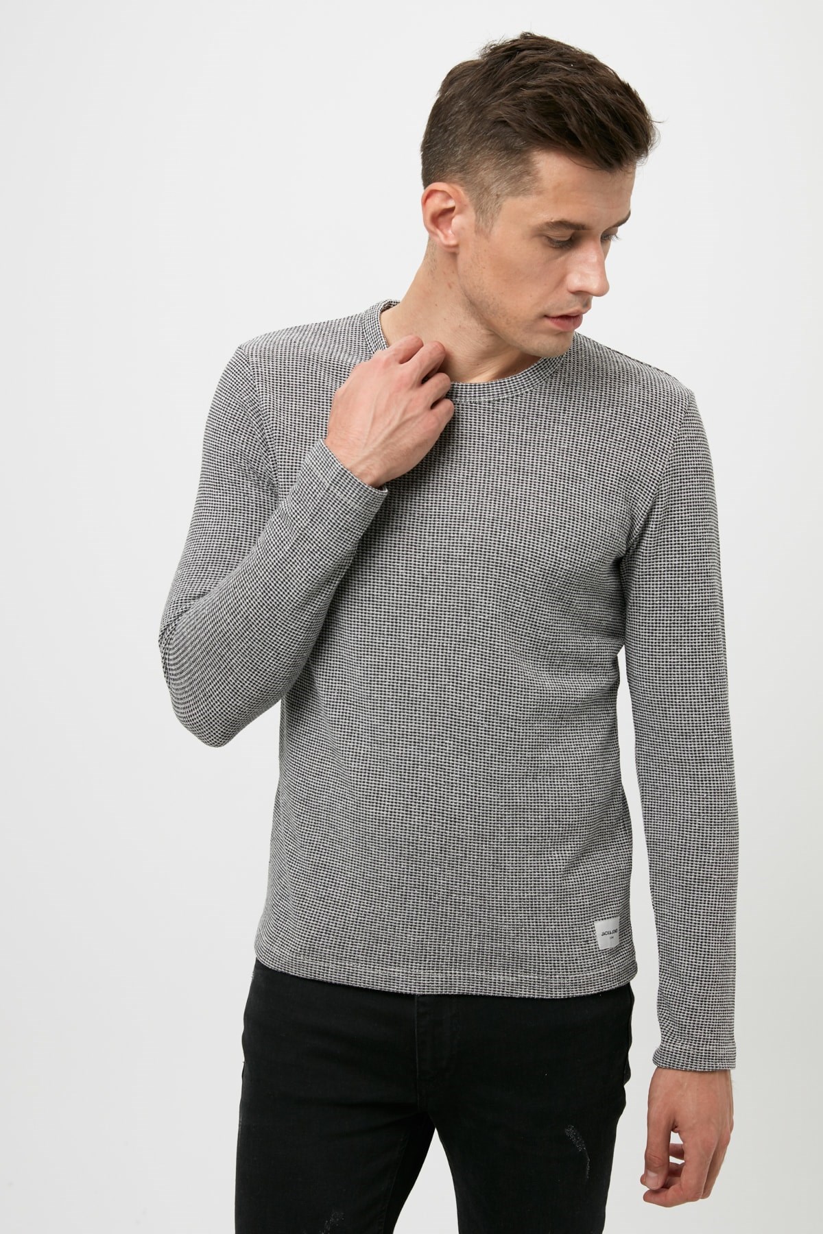 12160971NEBIMV3NEBIMV3|12160971|DGMelJACK&JONES JCOUNIVERSE KNIT CREW NECK ERKEK KAZAK - 12160971-Dark Grey Melange