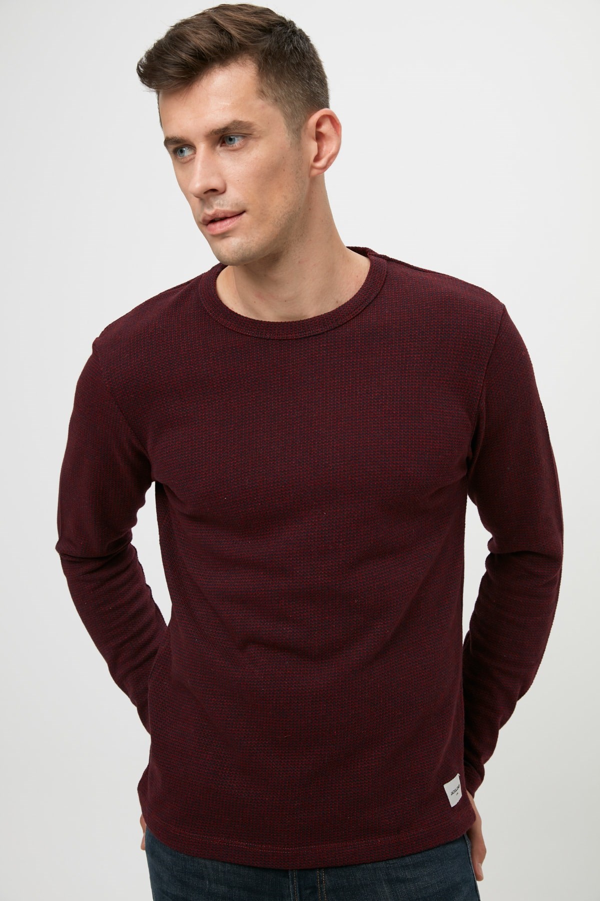 12160971NEBIMV3NEBIMV3|12160971|RRedJACK&JONES JCOUNIVERSE KNIT CREW NECK ERKEK KAZAK - 12160971-Rio Red