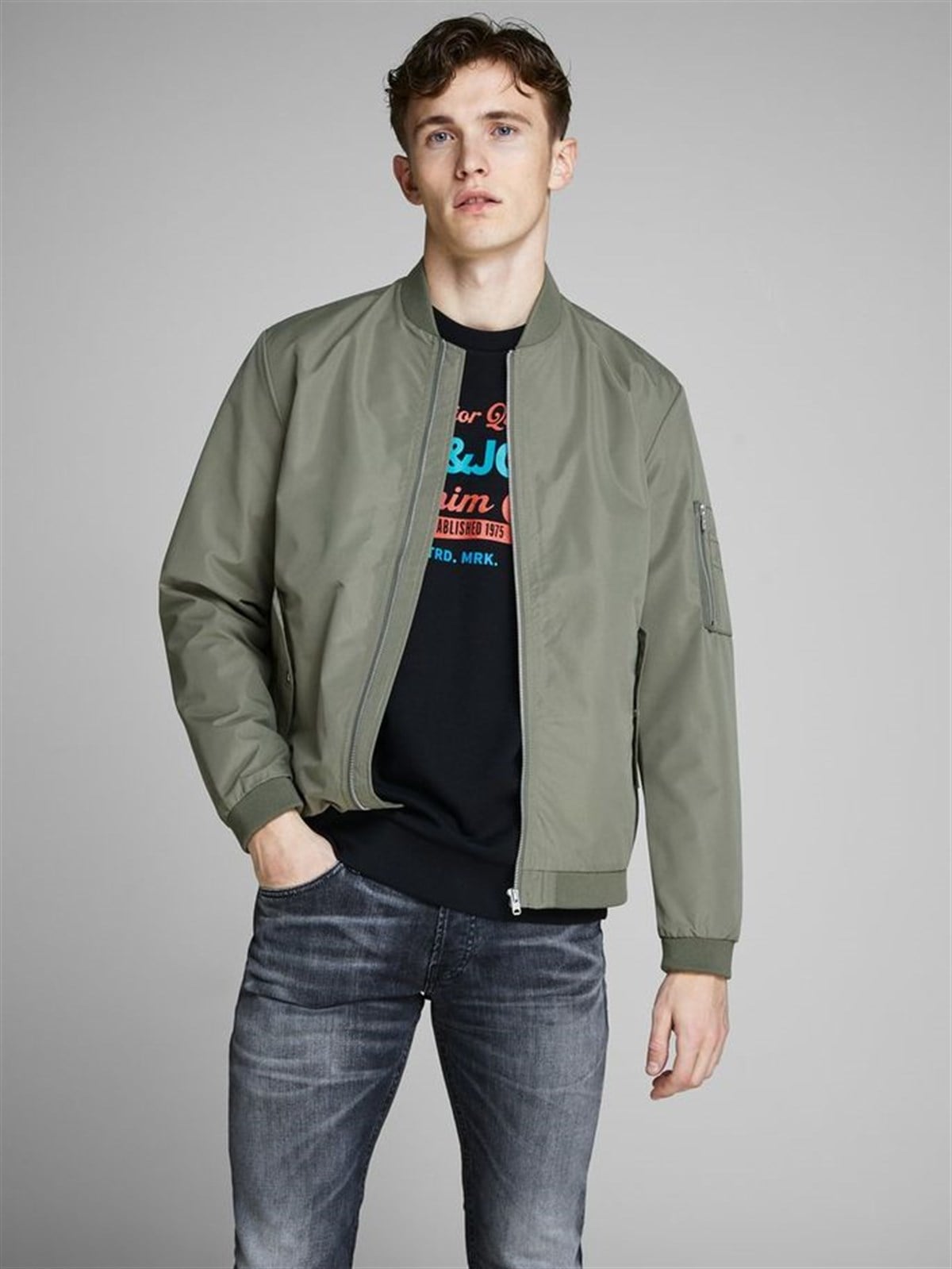 12147376NEBIMV3NEBIMV3|12147376|DustyJACK & JONES JJEDESERT BOMBER NOOS ERKEK MONT-Dusty Olive