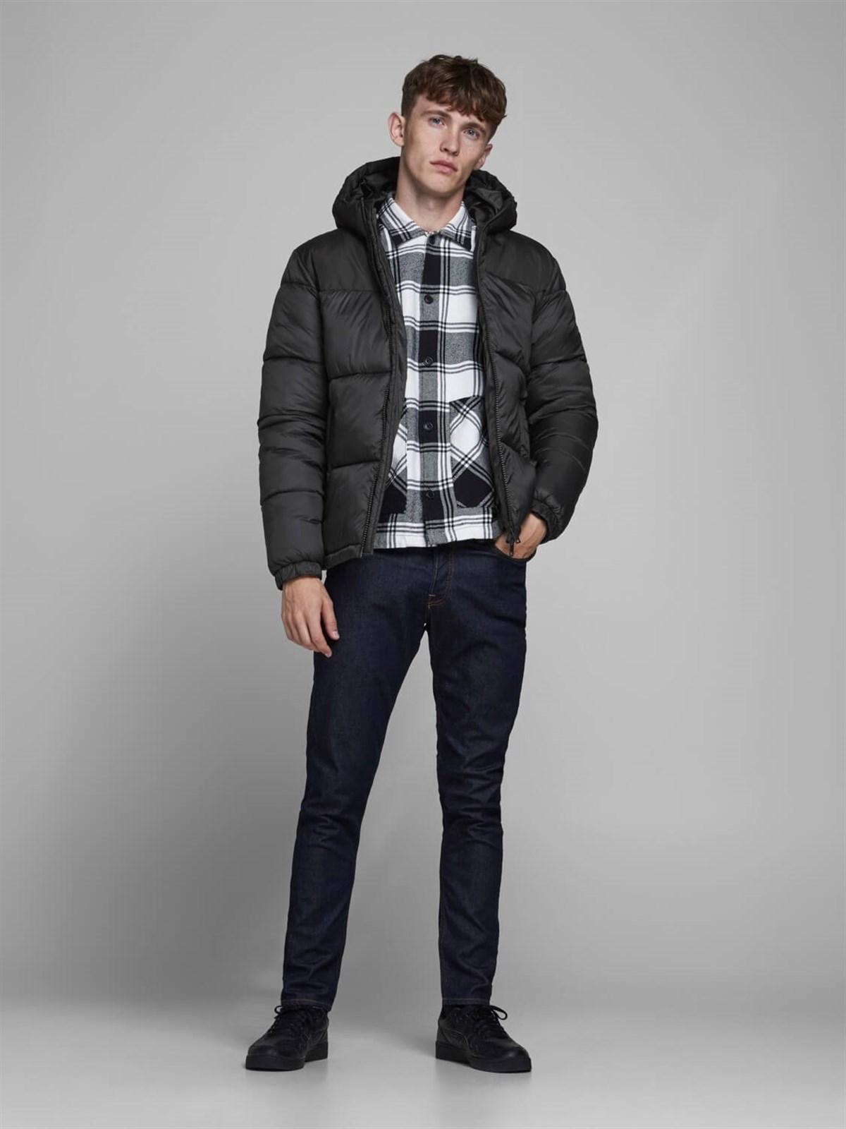 12173867Jack & Jones Jjdrew Puffer Hood Ltn Erkek Mont 12173867