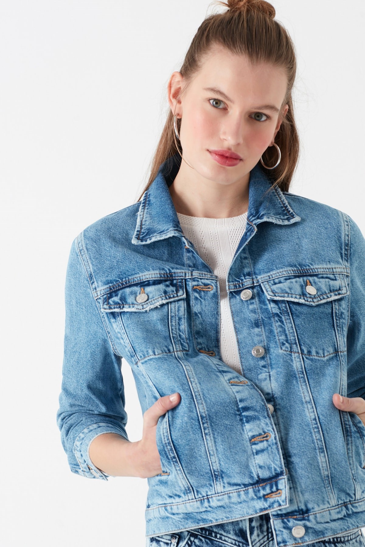 110544-31272NEBIMV3NEBIMV3|110544-31272|STDMAVİ KYLIE Lt Blue Denim KADIN MONT 110544-31272-STD