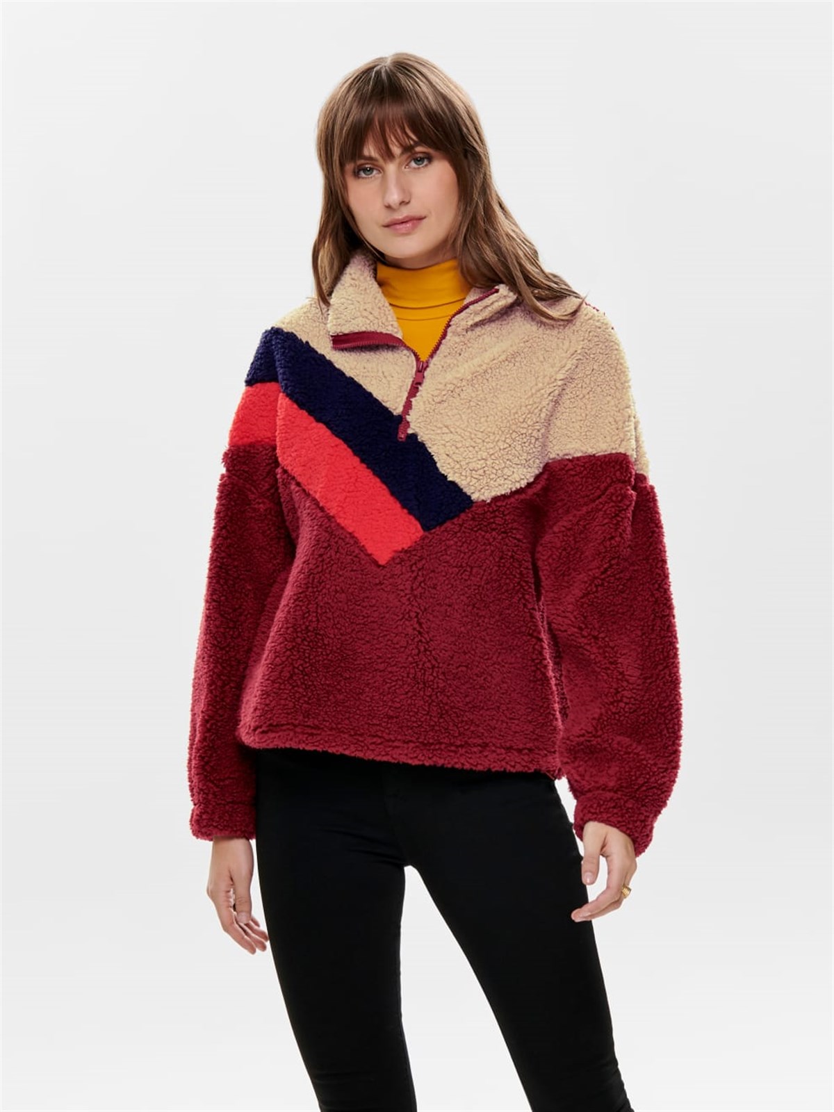 Only Onlmoa L/S Teddy Highneck Swt Kadın Sweatshirt