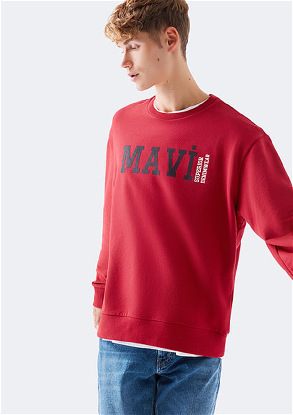 066302-32336Mavi Acı Kırmızı Erkek Sweatshirt