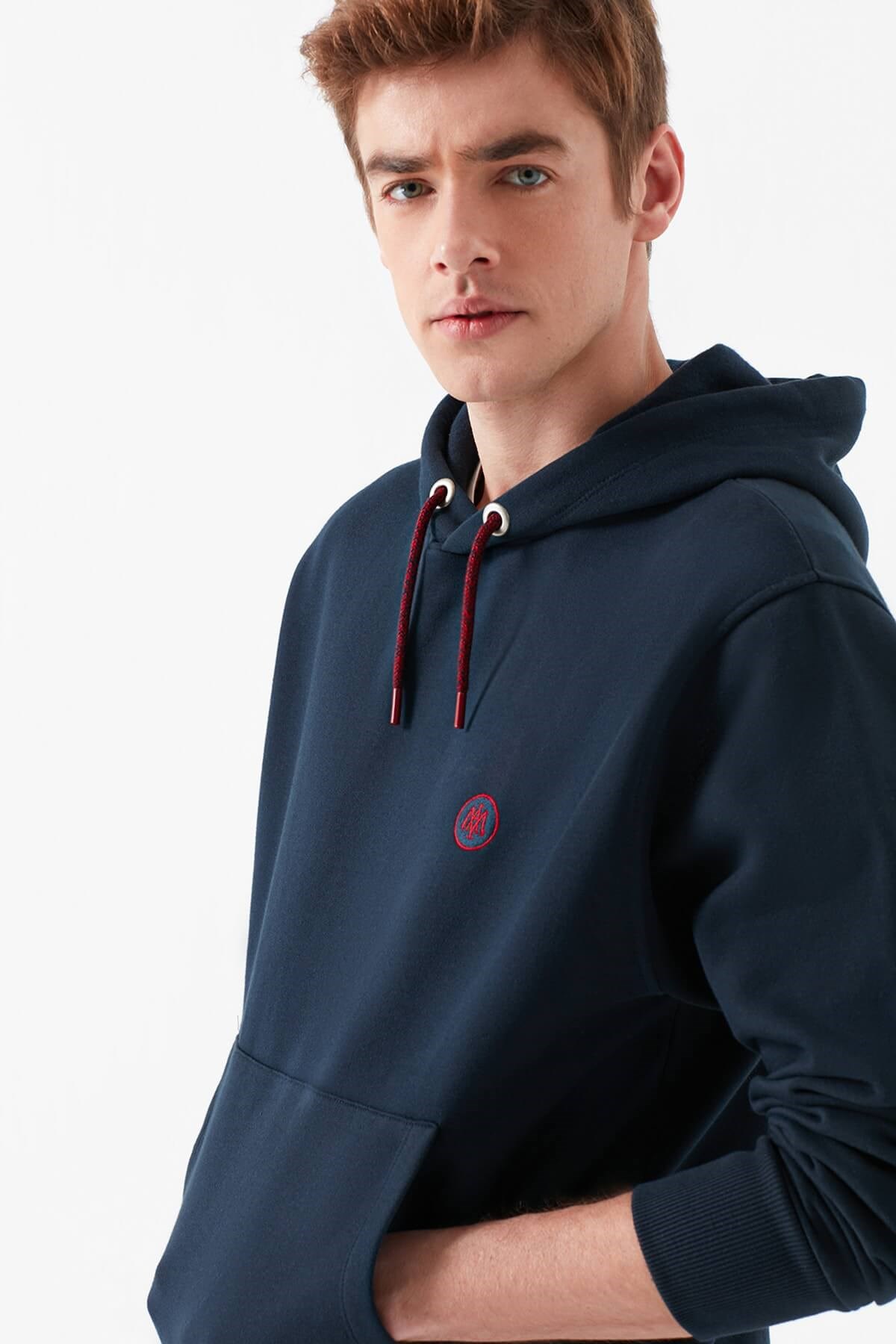 065809-29743Mavi Kapişonlu Sweatshirt Erkek Gece Lacivert