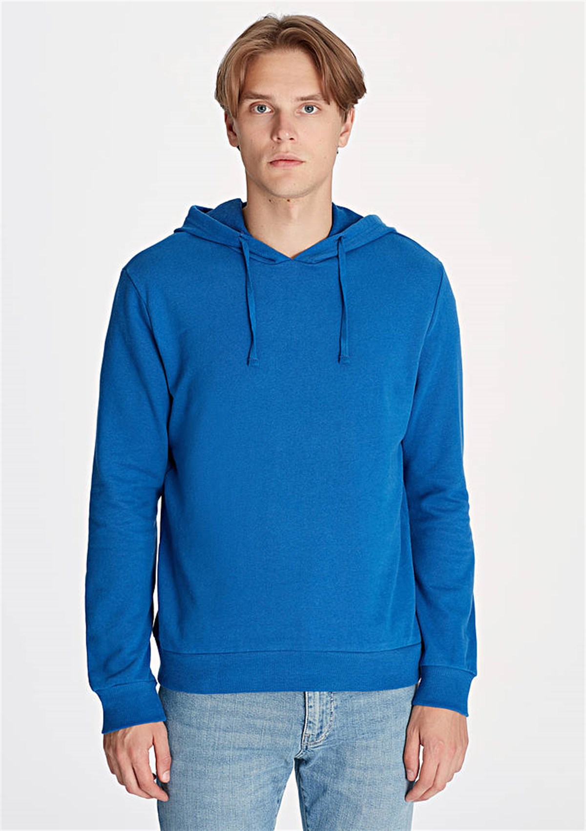 065779-29835Mavi Kapüşonlu Sweatshirt Saks Mavi