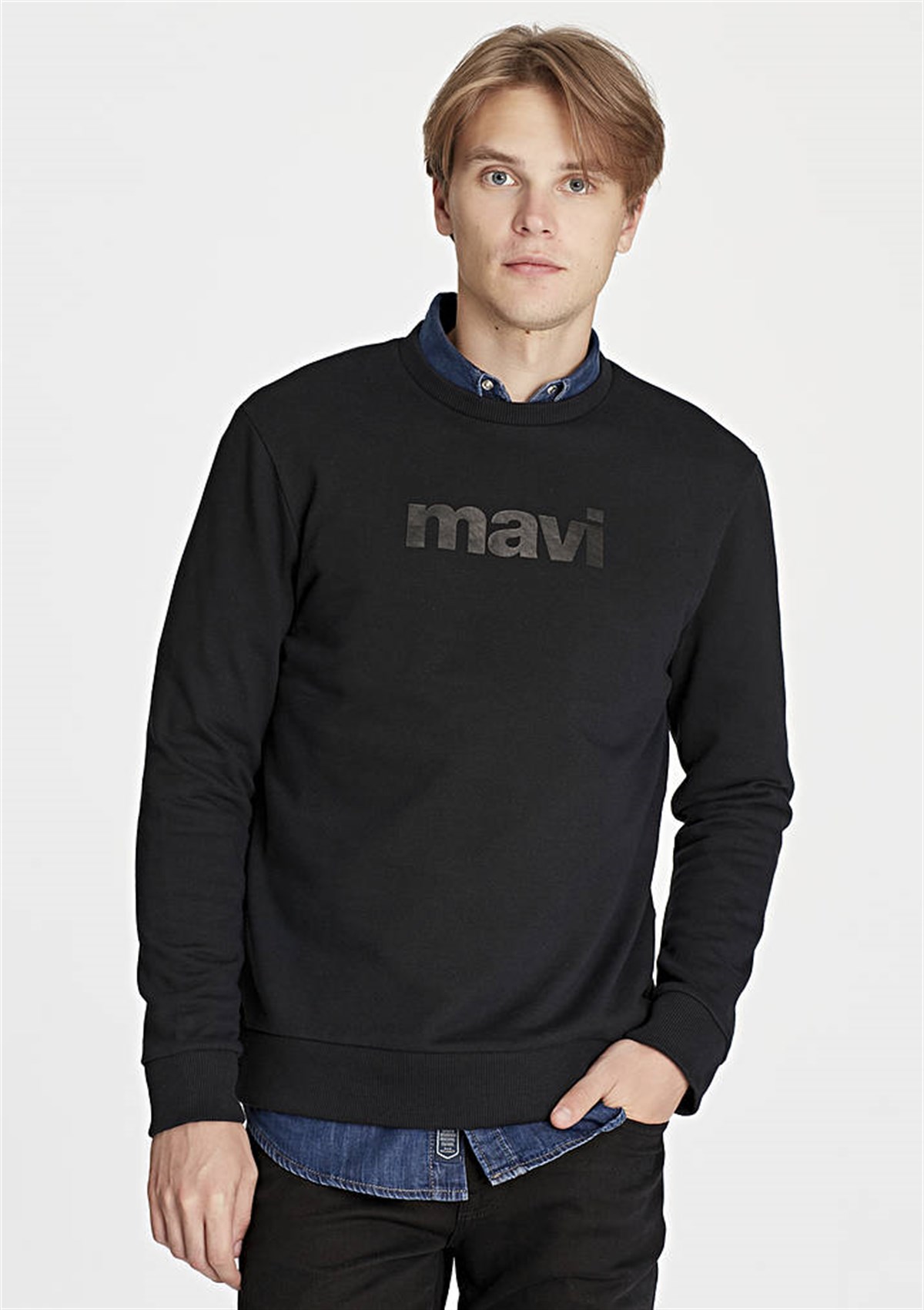 065183-900Mavi Mavi Baskılı Sweatshirt Siyah