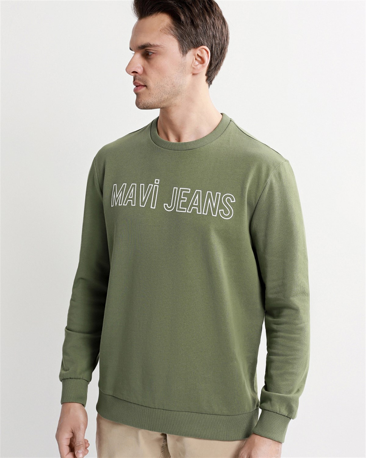 065752-30721MAVİ MAVİ BASKILI SWEATSHIRT zeytin yeşili ERKEK SWEATSHIRT-STD