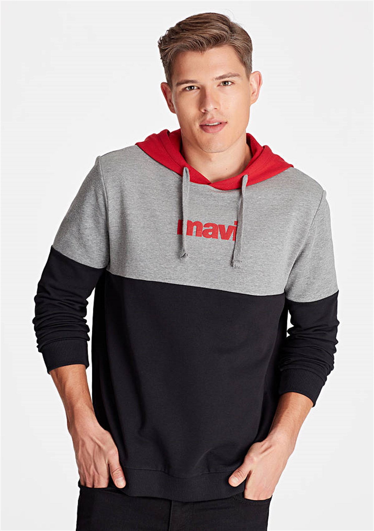 065647-28386NEBIMV3NEBIMV3|065647-28386|STDMAVİ MAVİ LOGO SWEATSHIRT gri melanj-STD