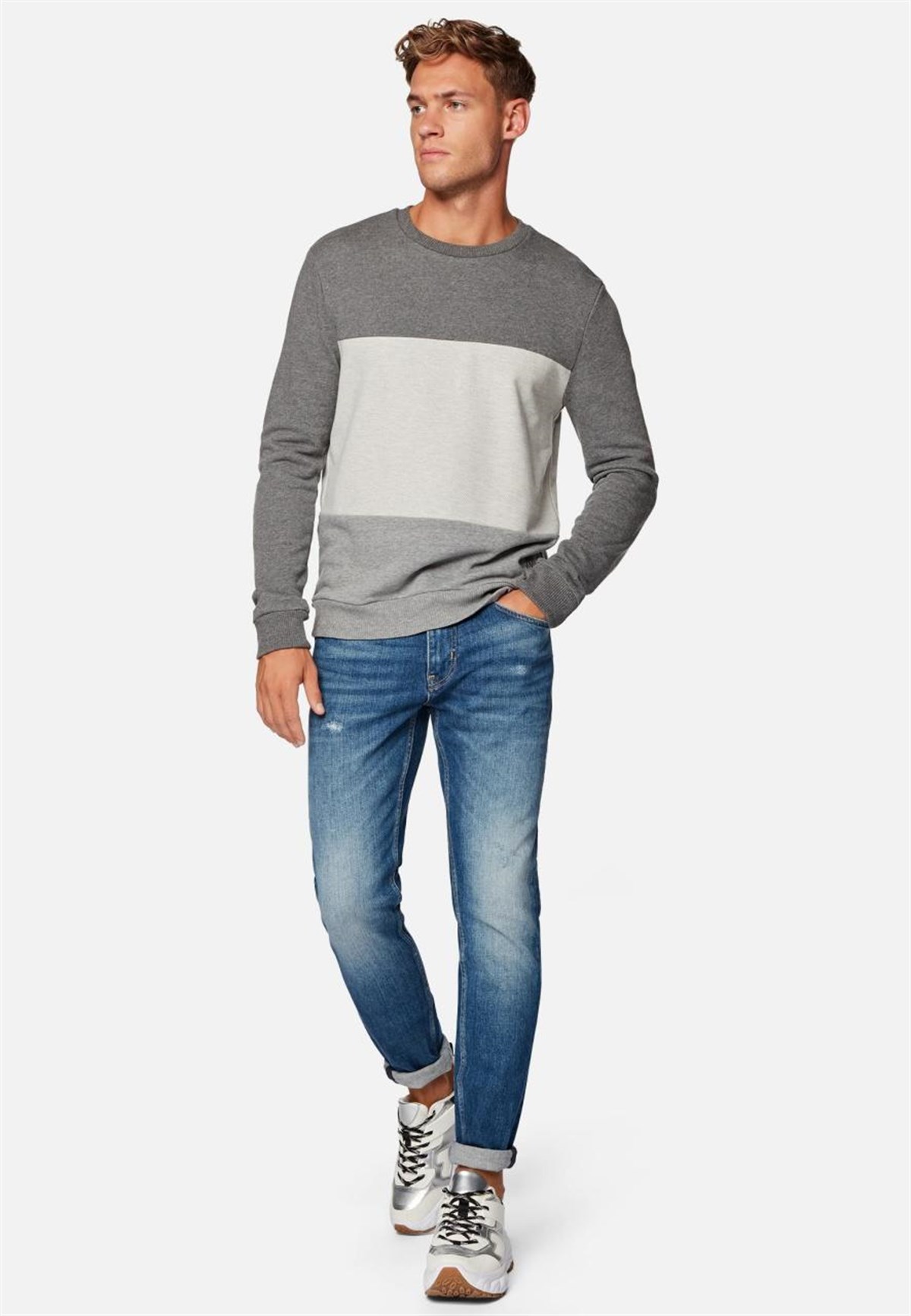 065879-30775NEBIMV3NEBIMV3|065879-30775|STDMAVİ PARÇALI SWEATSHIRT koyu gri melanj ERKEK SWEATSHIRT-STD