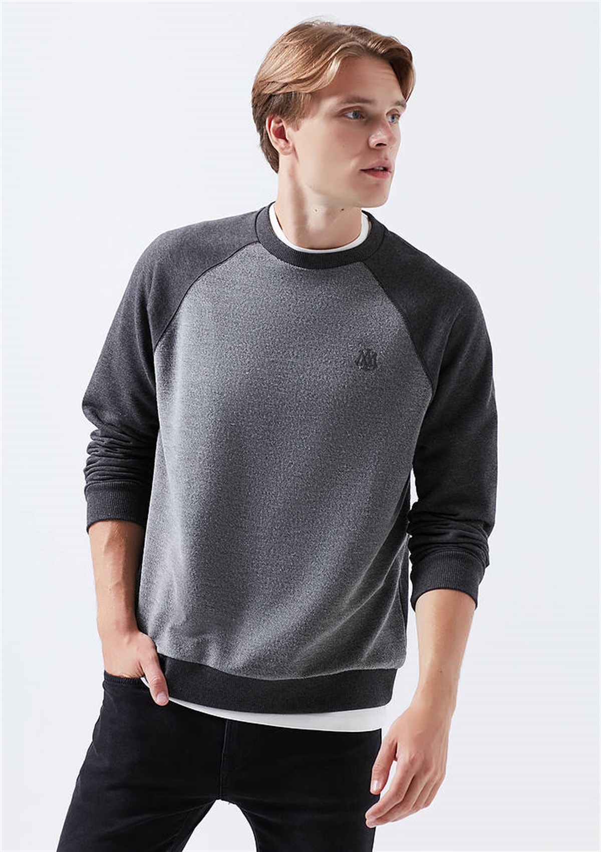 066274-32462Mavi Sweatshirt Erkek Koyu Gri Melanj