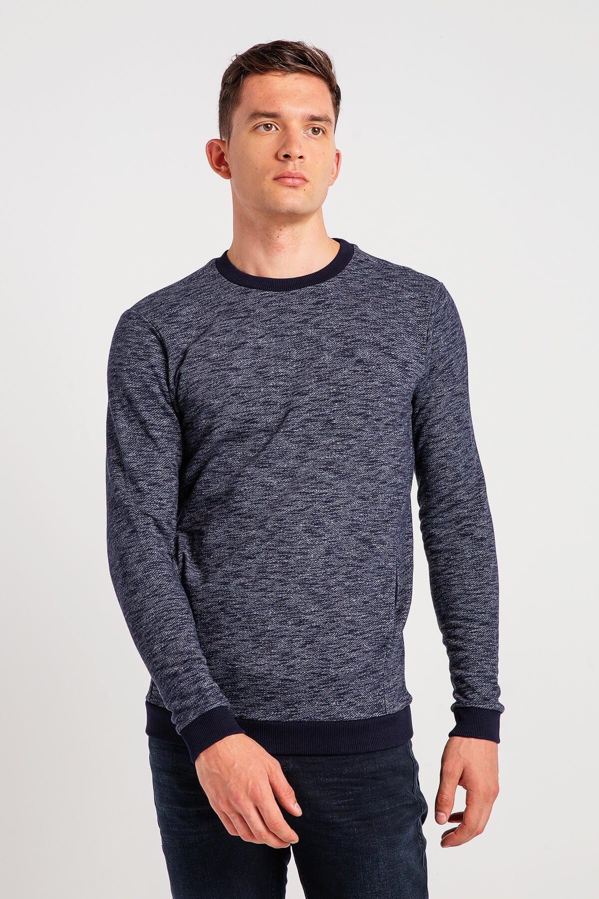 04-M00117-563NEBIMV3NEBIMV3|04-M00117-563|H39MUSTANG ERKEK YANDAN CEPLİ SWEATSHIRT-Kırçıllı Lacivert