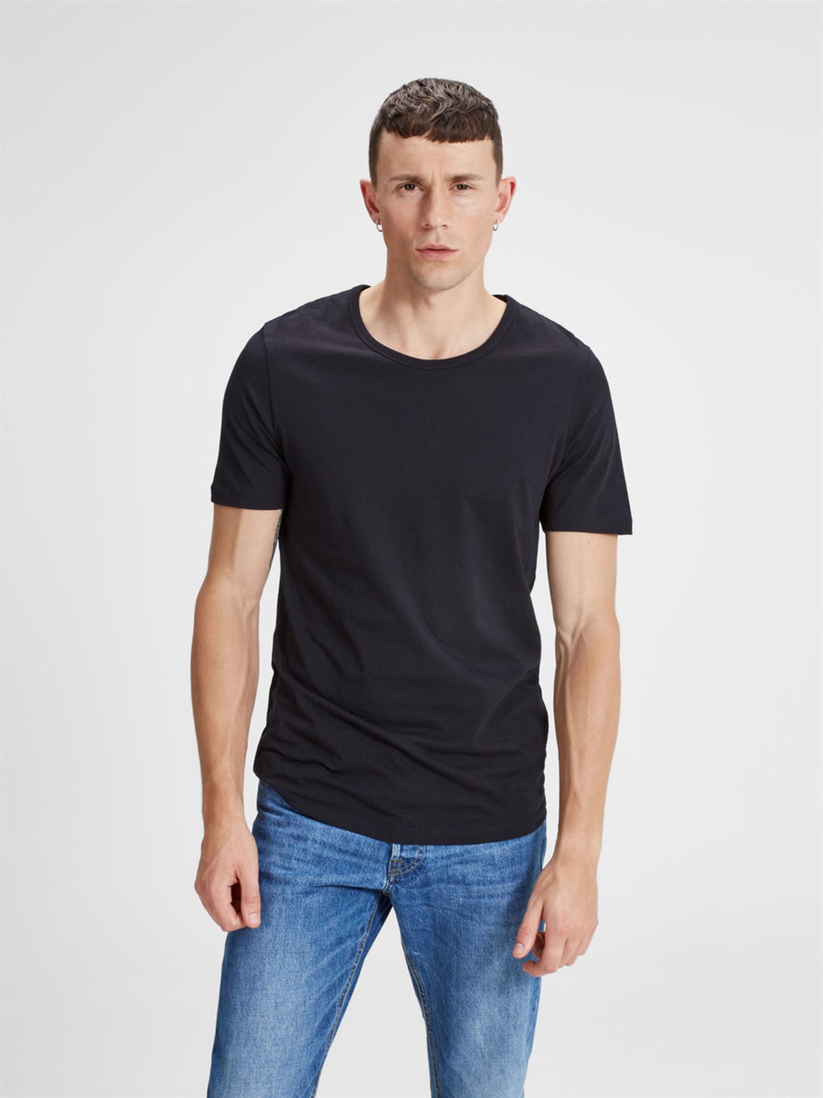 12127968NEBIMV3NEBIMV3|12127968|BlackJACK & JONES JACPIMA BASIC TEE CREW NECK SS ERKEK T-SHIRT-Black Denim