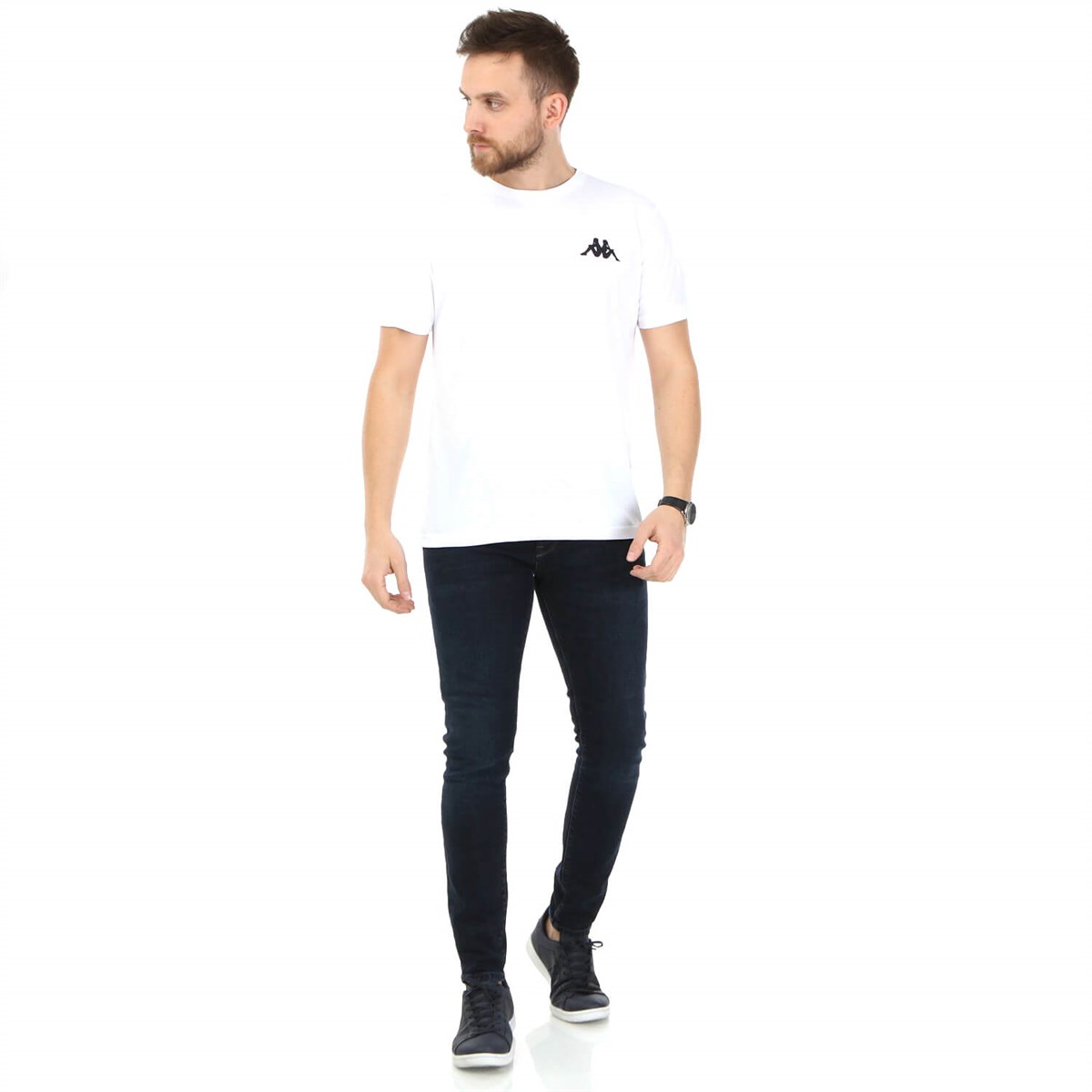 304WR40Kappa Poly Bıssy Erkek T-shirt Beyaz