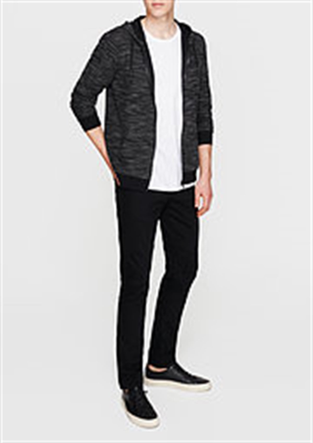 065327-900Mavi Fermuarlı Sweatshirt Siyah