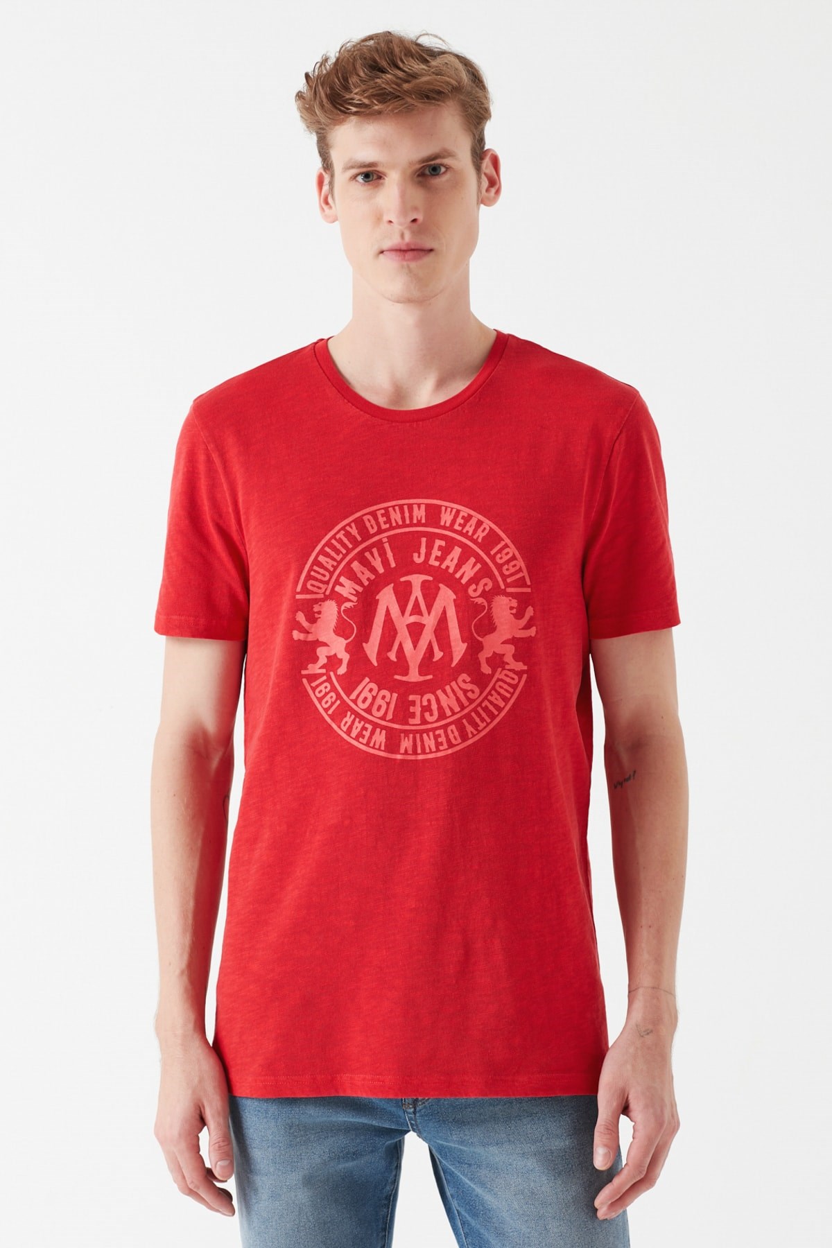 065931-30722NEBIMV3NEBIMV3|065931-30722|STDMAVİ LOGO TİŞÖRT parlak kırmızı ERKEK T-SHIRT 065931-30722-STD