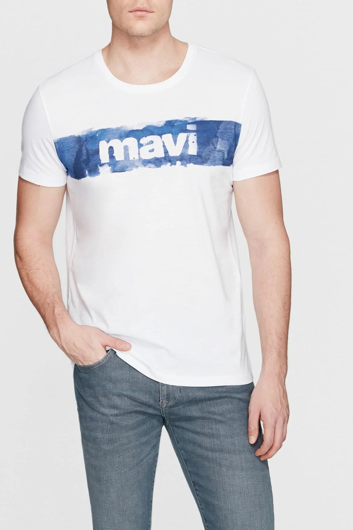 065644-620MAVİ MAVİ LOGO TİŞÖRT beyaz