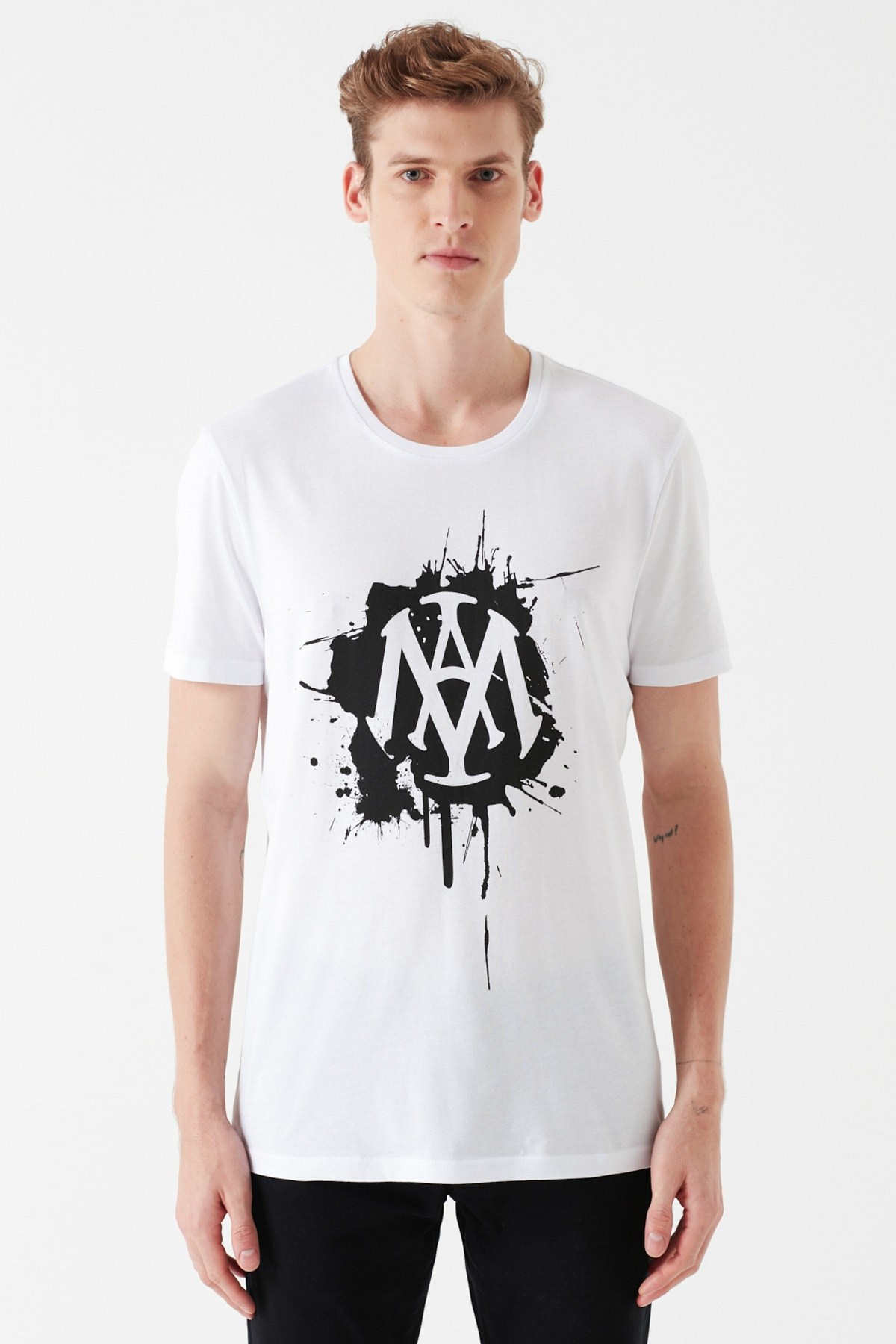 065938-620NEBIMV3NEBIMV3|065938-620|STDMAVİ MÜHÜR LOGO TİŞÖRT beyaz ERKEK T-SHIRT 065938-620-STD