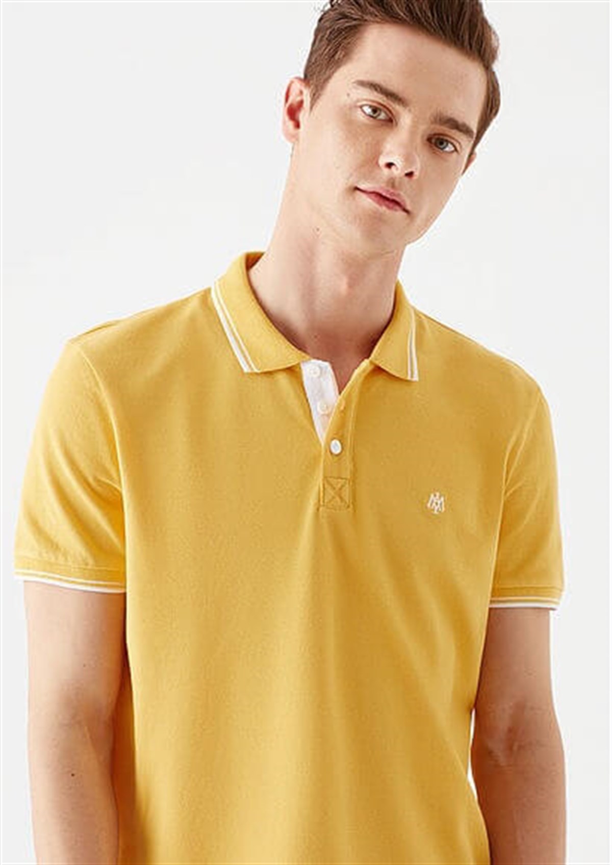 064164-33408Mavi Polo  Limon Sarı Erkek T-Shirt
