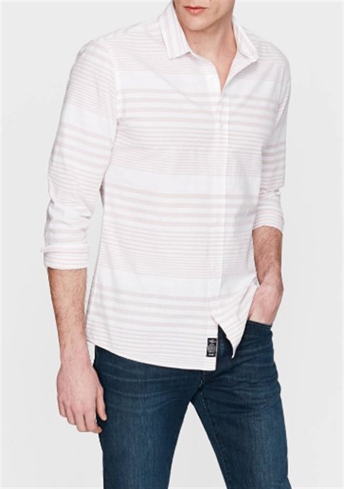 021176-28442Mavi Stripe Shirt Mauve Morn Erkek Polo Tişört