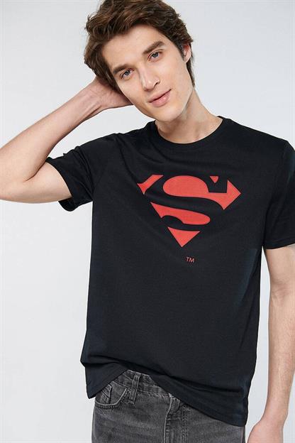 Mavi Superman Baskılı  Siyah Erkek T-Shirt 066875-900