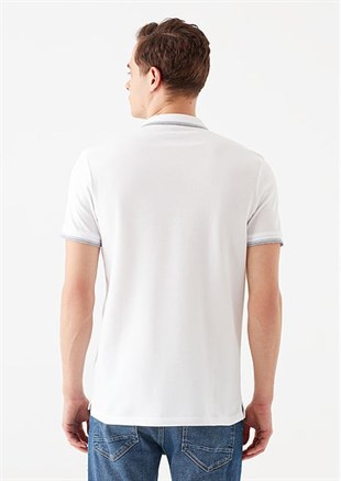 064164-27879Mavi Polo  Beyaz Erkek T-Shirt